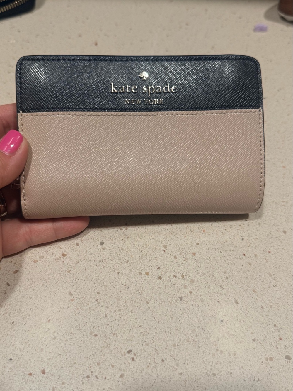 kate spade New York Two-Tone Leather Wallet in Black and Blush